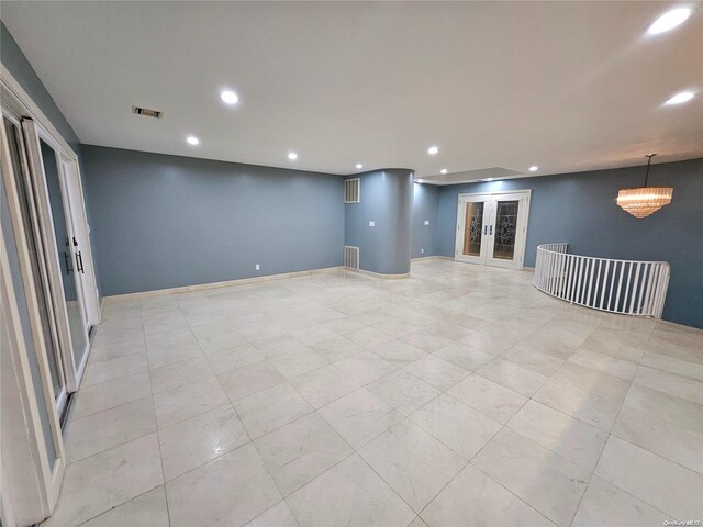 interior space featuring visible vents, baseboards, and recessed lighting
