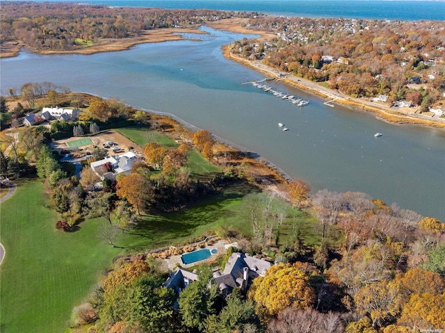 bird's eye view featuring a water view