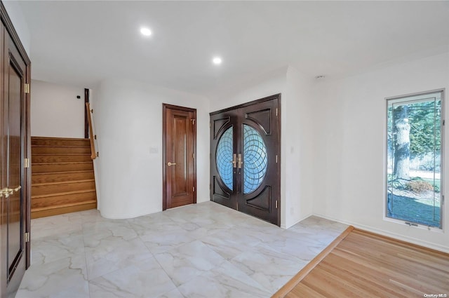 foyer featuring light hardwood / wood-style floors