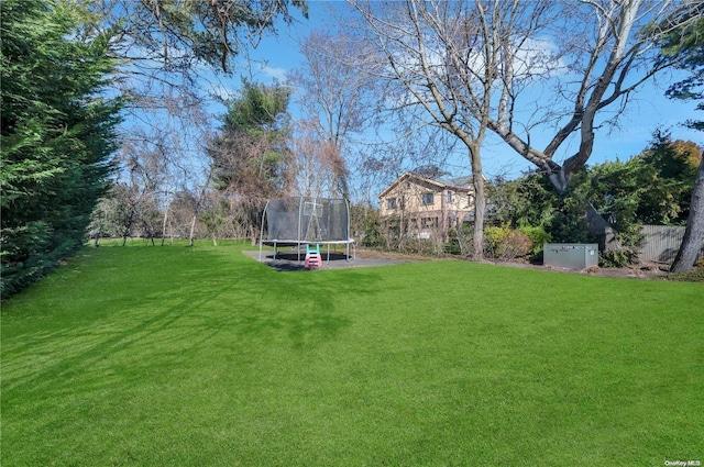 view of yard featuring a trampoline