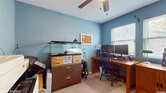 office area featuring ceiling fan