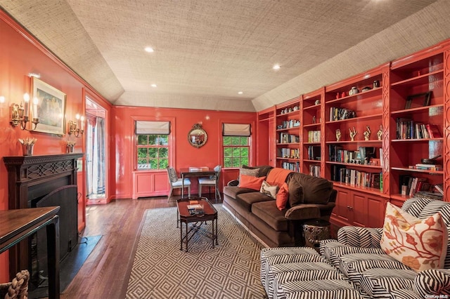 living room with hardwood / wood-style floors