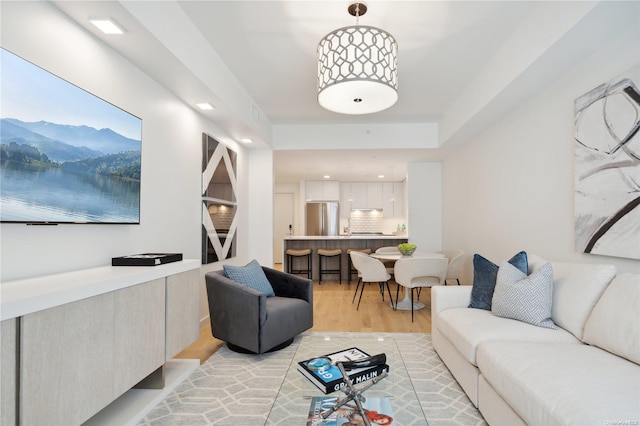 living room with light wood-type flooring