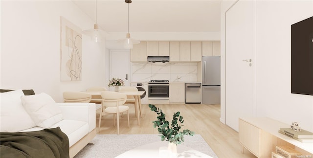 136-80 41st Ave Unit 6G, Flushing, NY 11355 - living room with light wood-style floors and washer / dryer