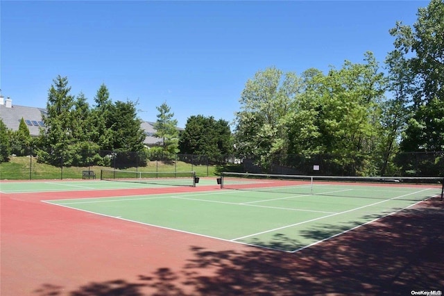 view of tennis court with basketball court