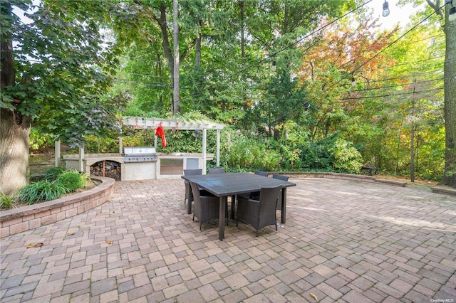 view of patio / terrace featuring area for grilling and exterior kitchen