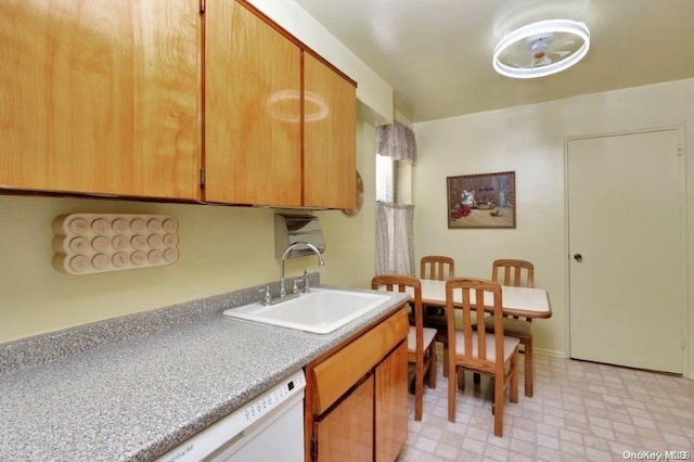 18-75 Corporal Kennedy St Unit 2F, Bayside, NY 11360 - kitchen featuring a sink, light countertops, light flooring, and white dishwasher