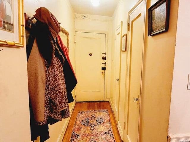 corridor with light wood-type flooring