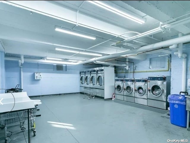 basement featuring separate washer and dryer