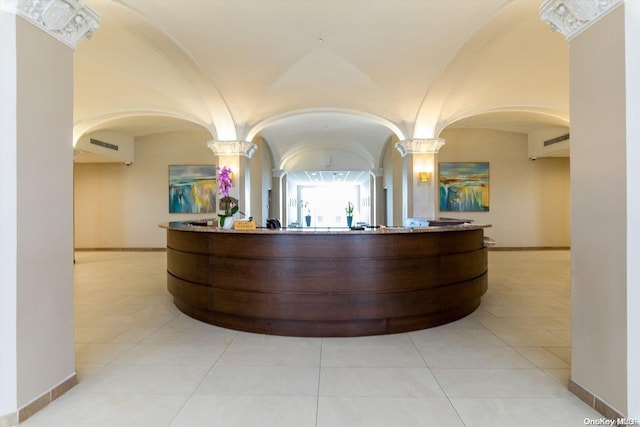 reception with ornate columns