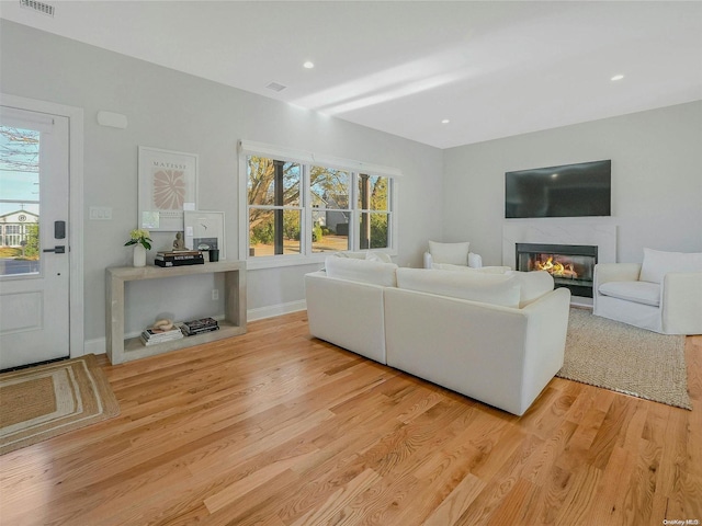 living room featuring light hardwood / wood-style flooring