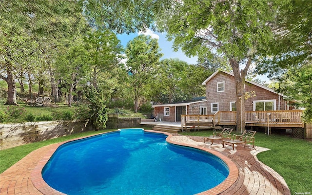 view of pool featuring a deck