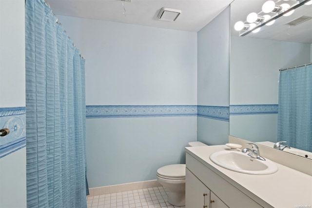 bathroom with tile patterned floors, vanity, and toilet