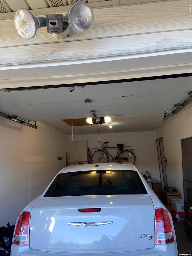 garage with a garage door opener