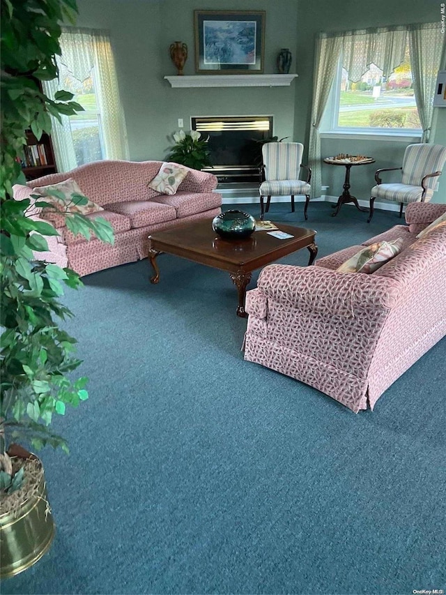 living room featuring carpet