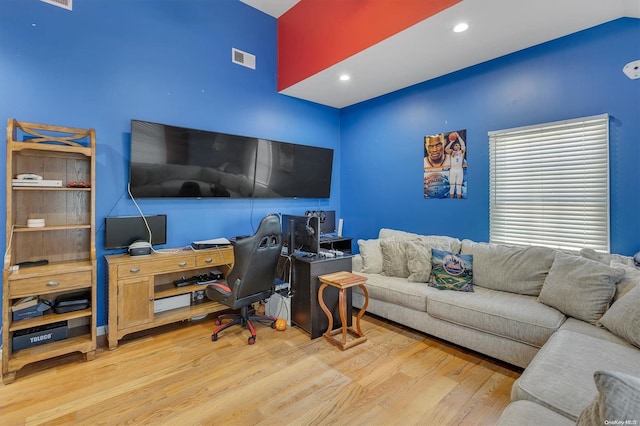 office area featuring hardwood / wood-style floors