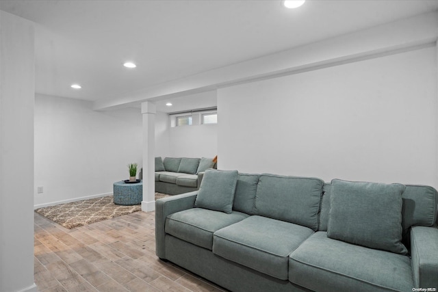 living room featuring light hardwood / wood-style floors