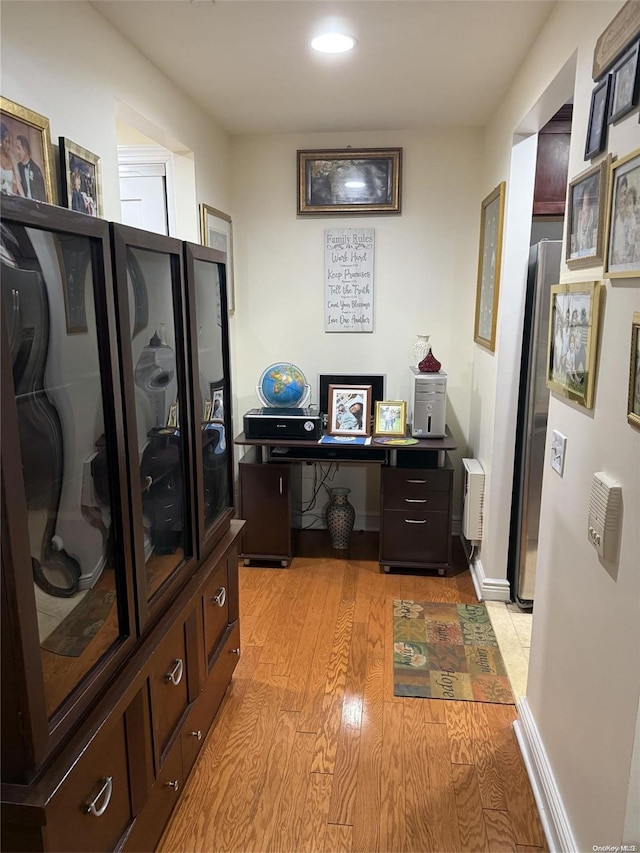 office area featuring light hardwood / wood-style floors