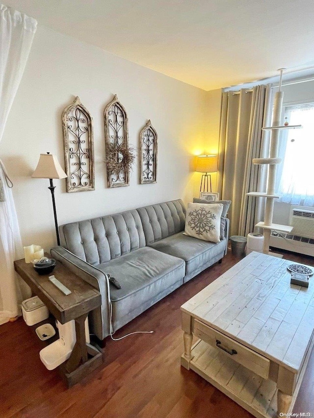 living room featuring dark hardwood / wood-style flooring