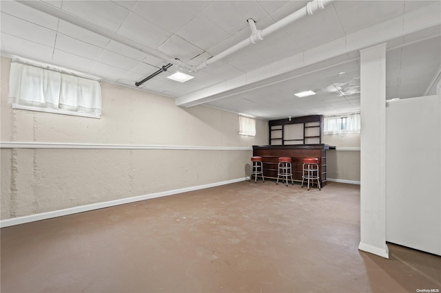 basement with bar area