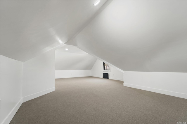 additional living space with carpet and vaulted ceiling