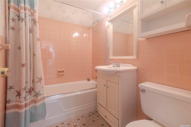 166-25 Powells Cove Blvd Unit 10G, Whitestone, NY 11357 - full bathroom with shower / bath combo with shower curtain, tile walls, vanity, and toilet
