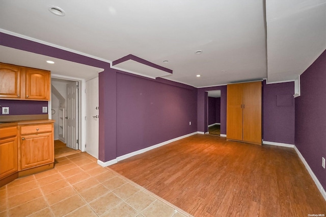 unfurnished living room featuring light wood-type flooring