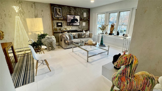 sitting room with a baseboard heating unit