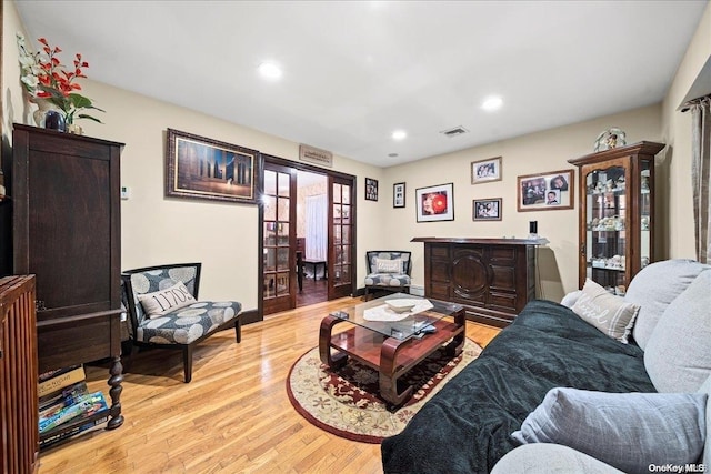 living room with light wood-type flooring