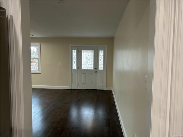 foyer featuring dark wood-type flooring