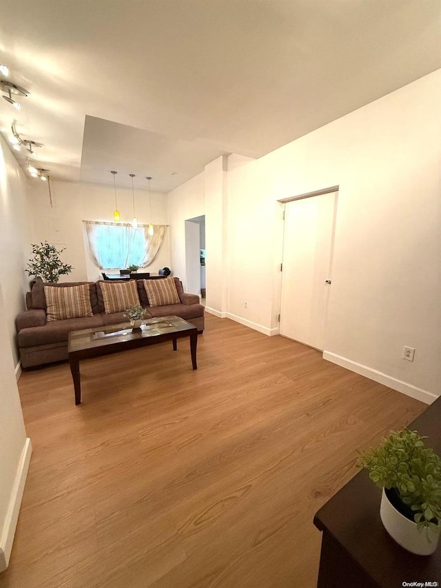 living room with hardwood / wood-style flooring