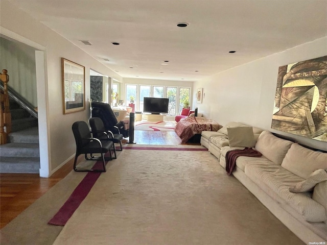 living room with hardwood / wood-style flooring