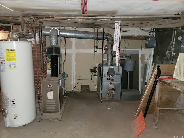 utility room featuring water heater