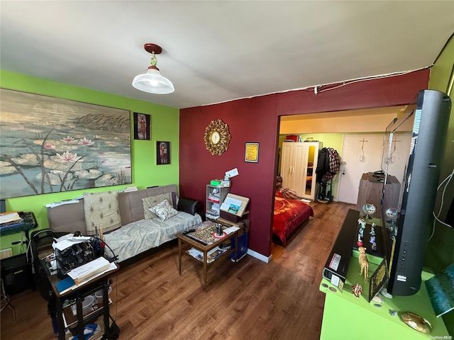 living room with hardwood / wood-style flooring