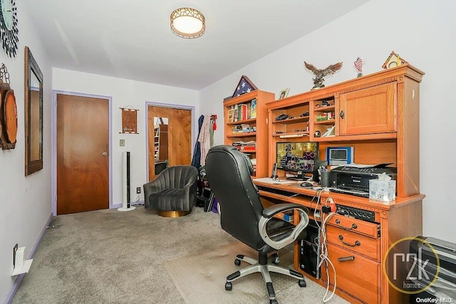 view of carpeted home office