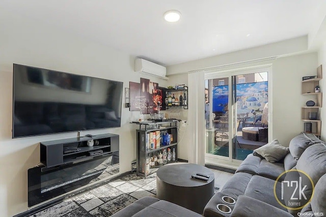 living room featuring a wall mounted AC