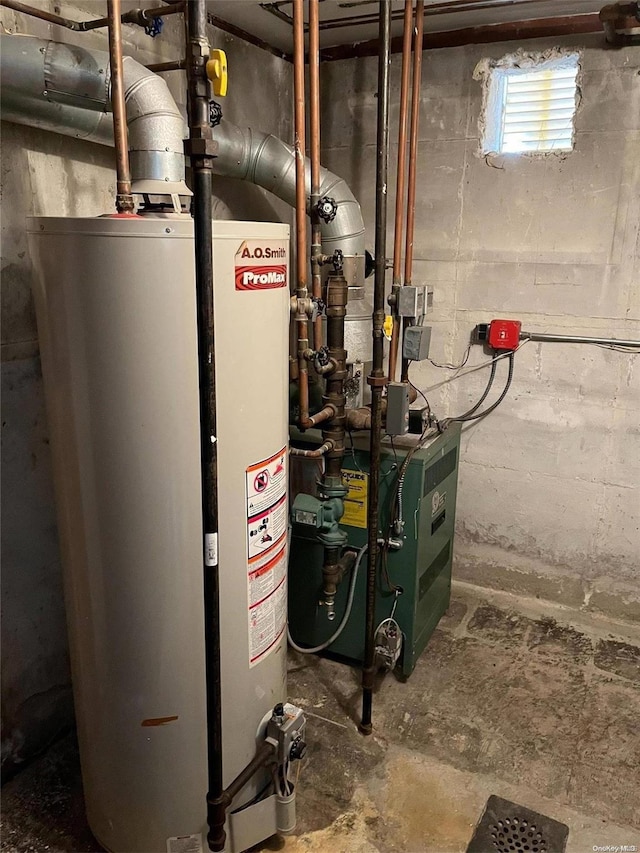 utility room featuring water heater