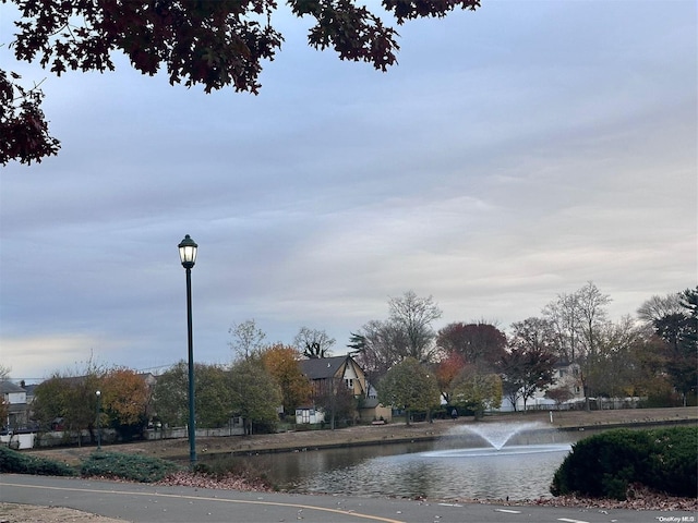 view of street featuring a water view