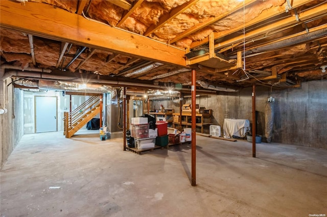 1572 Middle Rd, Calverton, NY 11933 - unfinished below grade area featuring stairs