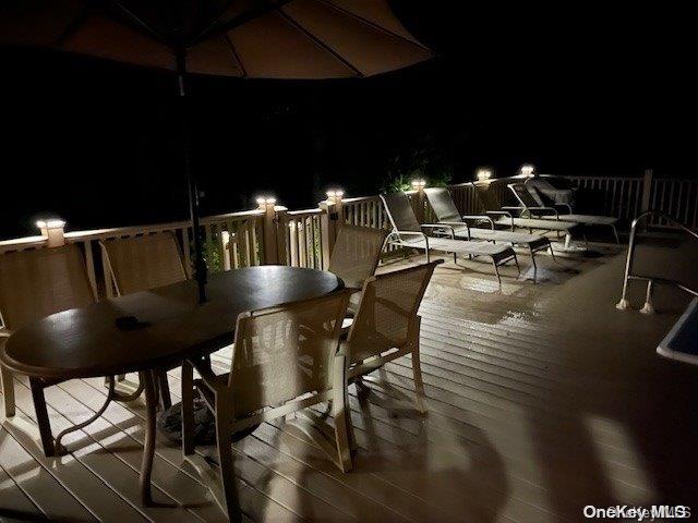 view of deck at night