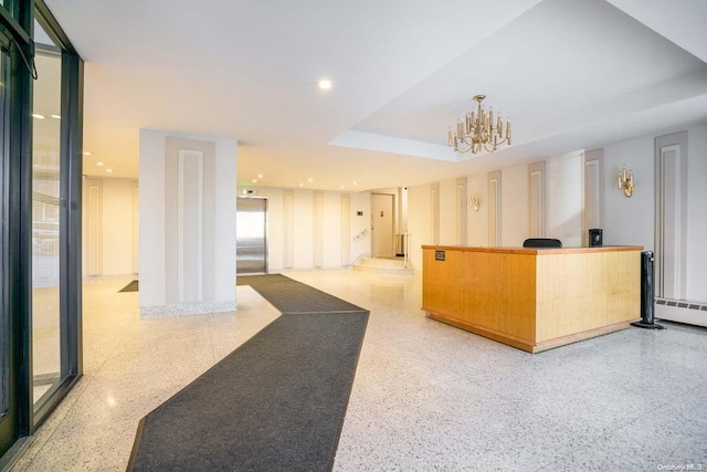 reception with an inviting chandelier