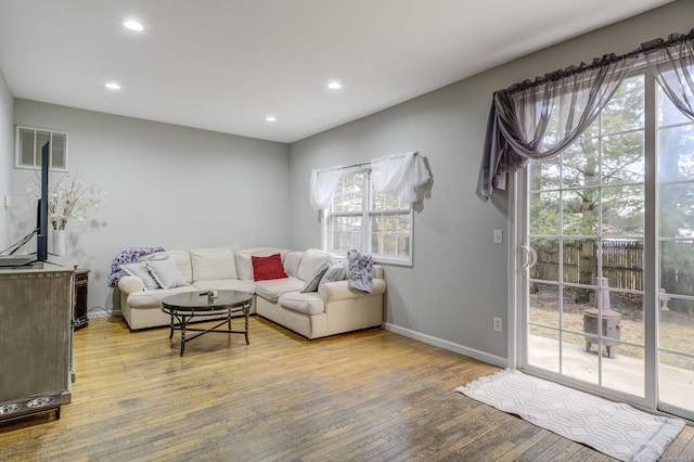 living room with hardwood / wood-style flooring