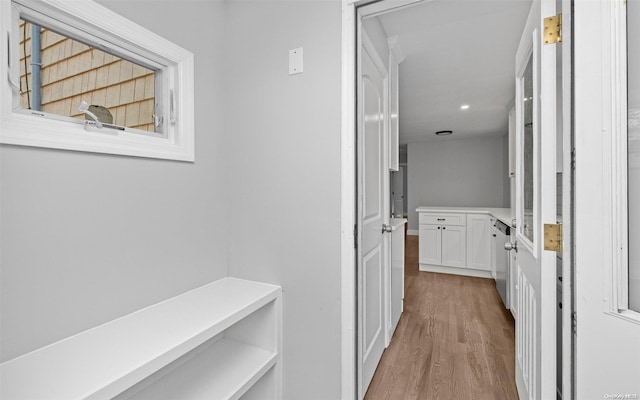 hall featuring light hardwood / wood-style flooring