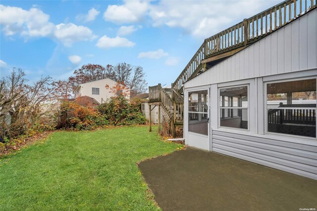 43 2nd St, Ronkonkoma, NY 11779 - view of green lawn with a patio area and stairs