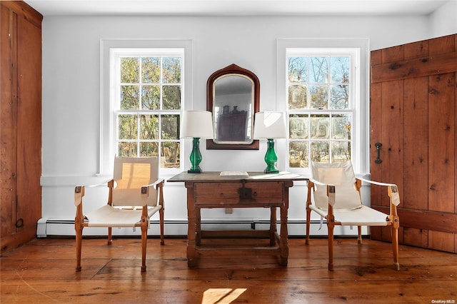 sitting room featuring wood-type flooring and a wealth of natural light