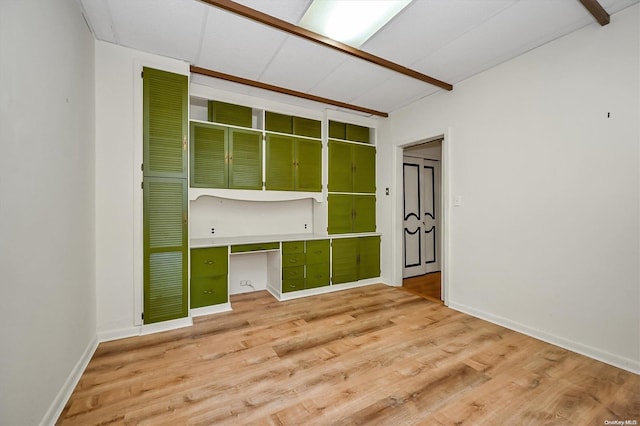 unfurnished bedroom with light hardwood / wood-style floors and a closet