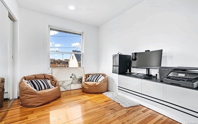 living area featuring hardwood / wood-style floors