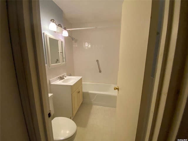 full bathroom featuring vanity, toilet, and tub / shower combination