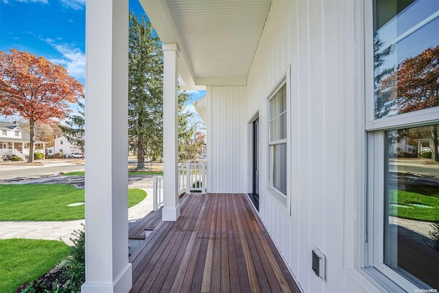 deck featuring covered porch