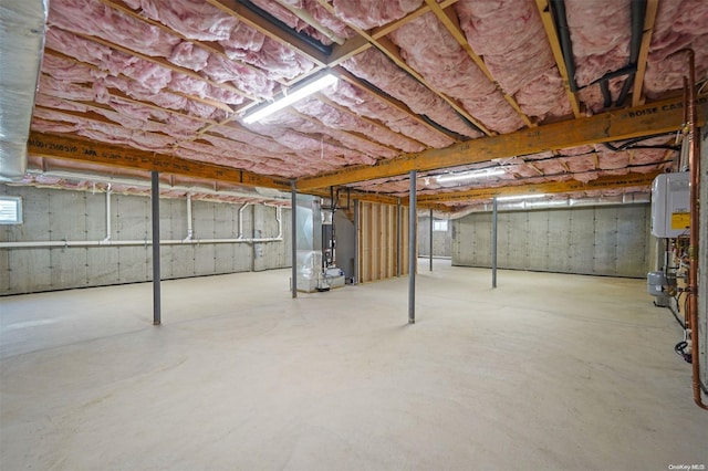 basement with heating unit